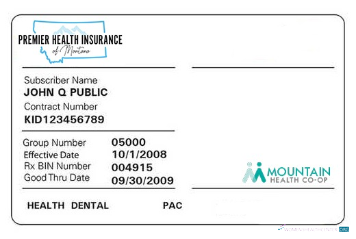 Download Montana health insurance card Photoshop template